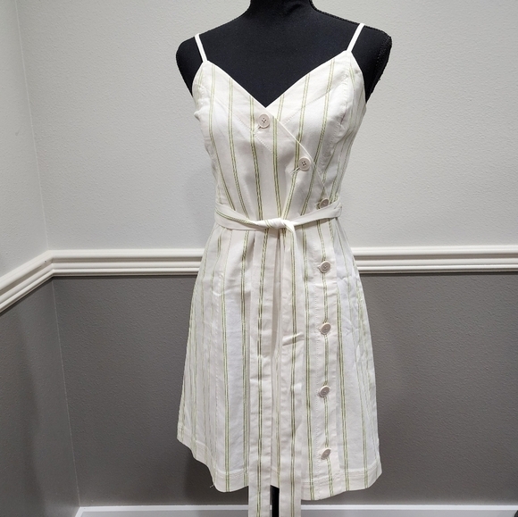 Banana Republic Speghetti Strap Stripped Button Front Adjudtable Strap Dress - Picture 2 of 13